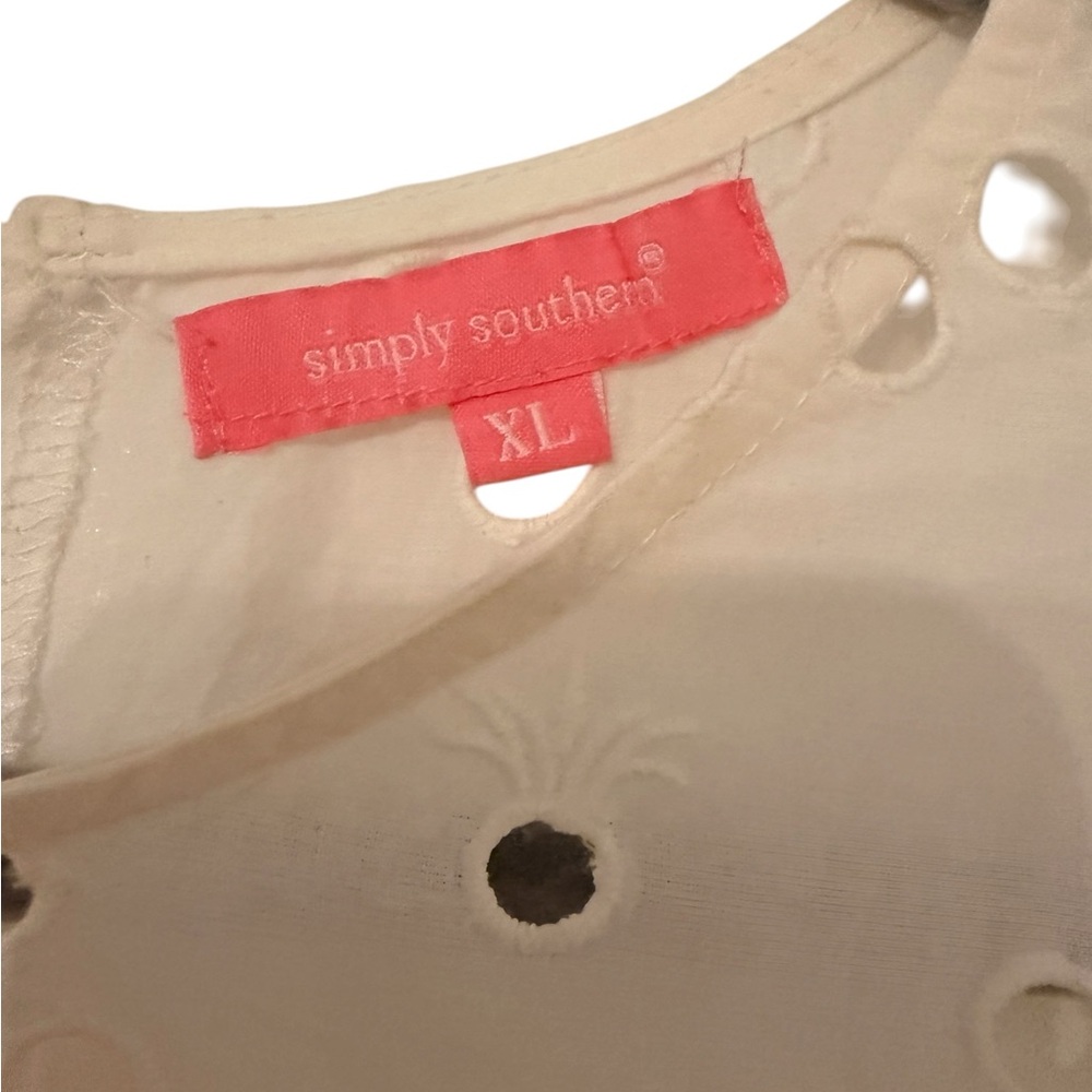 Simply Southern White Eyelet Tiered Bell-Sleeve Top - Picture 3 of 4